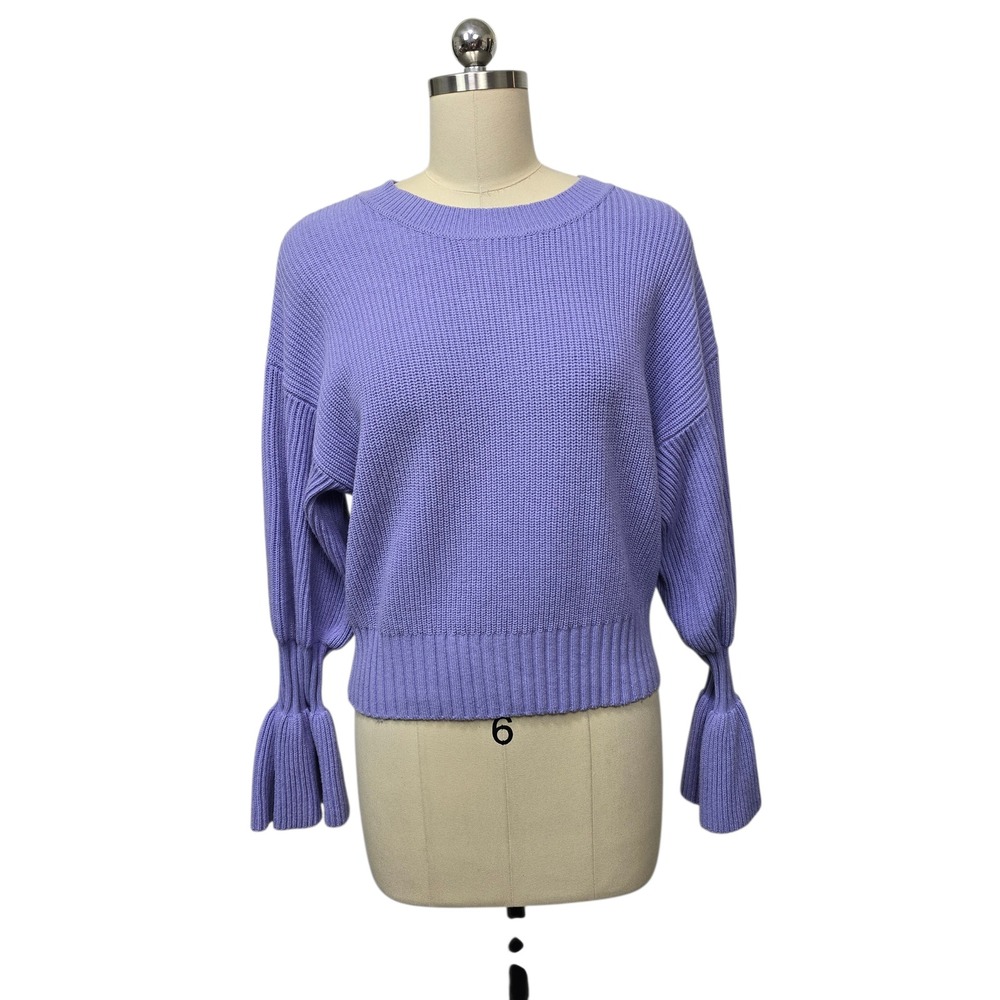 MOTH Anthropologie Women's  Size Small Purple Knit Bell Sleeve Crew Neck Sweater